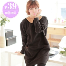 #892满10件39元CHUVIVI爆款秋冬新款娃娃领长袖连衣裙爆款黑色