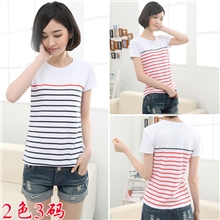 2013新款韩版女装分码女士短袖t恤李孝利时尚条纹女式T恤衫批发