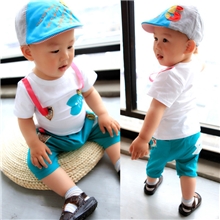 「宝贝真乖」品牌韩版童套装背带鱼卡通儿童套装宝宝童装批发