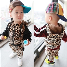 【伙拼】欧美拼接宝宝套豹纹冬款加厚男女童套装外贸童装批发