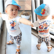 「宝贝真乖」2013夏款童装宝宝套装格子休闲童套装童装厂家