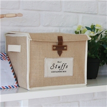 外贸日韩品质小号皮扣收纳箱创意麻布收纳盒收纳专家