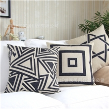 （厂家生产来图订做）时尚几何抱枕重磅棉麻抱枕亚麻抱枕靠垫