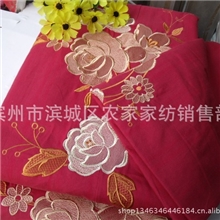 手工老粗布21纱手工刺绣花J精纺纱纯棉四件套量大从优