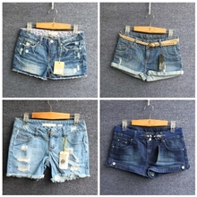夏装女式牛仔裤批发韩版大码破洞乞丐高腰女士短裤库存女装厂家