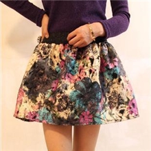 2013韩版高腰半身裙复古花朵毛呢裙蓬蓬裙花苞裙羽毛短裙伞裙女