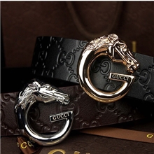 广州皮带双G纯铜扣马头皮带男士头层牛皮压花皮底韩版时尚腰带