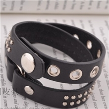 情侣男女通用多圈独特风格时尚个性铆钉皮手链