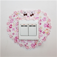 清新可爱韩式蕾丝田园布艺开关套防尘罩开关贴单开双开开关套