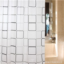 【小额批发】A021020AA黑白方格防水浴帘防霉高档浴帘