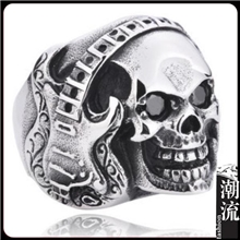 型男饰品批发钛钢男士复古戒指摇滚骷髅指环淘宝爆款TG799