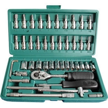 特碳钢46件套筒棘轮扳手套装汽车机修空调专业五金工具综合组套