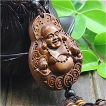 AHJ010花梨雕刻汽车挂件批发弥勒汽车饰品挂件