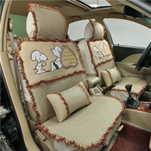 比优汽车坐垫四季新款亚麻座垫新福克斯悦动凯越大众朗逸宝来卡通