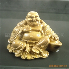 厂家特价/德化陶瓷紫砂茶具/树脂变色茶宠/坐佛（金）020