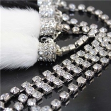 毛绒双须汽车挂件车用后视镜车挂高级镶钻毛绒汽车挂件JK005705