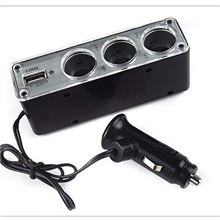 0096汽车一拖三点烟器12V带USB一分三车载电源分配器07-2A\758
