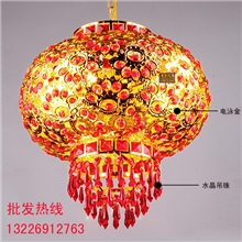 供应批发红灯笼自动旋转水晶灯笼大红灯笼中式吊灯阳台喜庆灯具