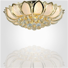灯饰生产批发金色水晶灯客厅卧室灯具经典莲花吸顶灯水晶灯