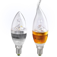 LED蜡烛灯泡LED尖泡拉尾灯泡E14小螺口LED节能灯泡3W厂家大量批发