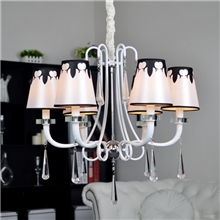 新款吊灯现代简约创意客厅卧室吊灯具田园铁艺带灯罩水晶吊灯批发