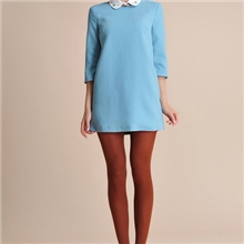 天猫货源2013新女秋装欧美简约圆领七分袖连衣裙1133081010