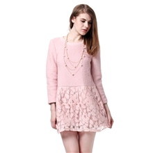 欧美原单2012新女冬装欧美羊毛呢拼接蕾丝连衣裙1125080620特