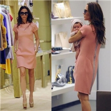 H6034优质欧美女装维多利亚贝嫂同款修身气质短袖连衣裙子