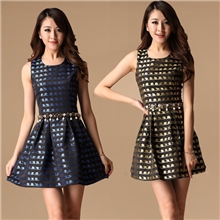 欧洲站2013春夏新款欧美原单大牌品质女装大象印花钉珠连衣裙