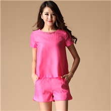 2013夏季新品欧美大牌品质休闲女装时尚糖果色两件套居家服真丝