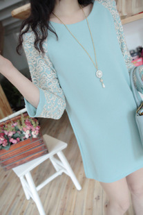 复古勾花宫廷袖文雅淡然气质上衣/OP