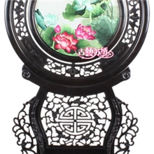 古艺苏绣紫檀双面绣荷花手工刺绣工艺品商务礼品民族特色礼物