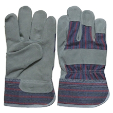 供应牛二层条子布浆袖全掌工作劳保手套