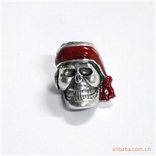 红色头巾海盗骷髅头吊坠装饰品可批发sk043