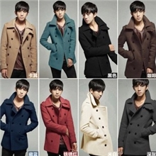 8色简约百搭男士呢大衣男式外套韩版修身男装