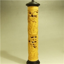 禅韵香风特制黄杨木精雕山水大立熏炉香道用具香具用品可预订