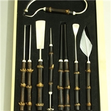 禅韵香风紫竹鞭柄纯银7件套香道用具香具用品香道配件