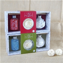 玫瑰雕花香薰陶瓷瓶无火香薰精油套装礼盒室内香薰精油80ml