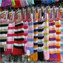 袜子批发彩色条纹五指袜批发/五趾袜/分指袜/抗菌除臭袜混装