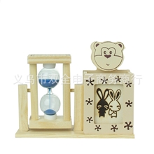 A1313《今日特价》可爱小熊木质流砂笔筒加笔筒加名片夹加相框