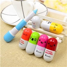 D212表情药丸笔胶囊伸缩笔创意韩国文具圆珠笔学生奖品批发