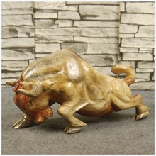 【艺品轩】实木雕刻天然根雕工艺品摆件木雕斗牛产地直销批发