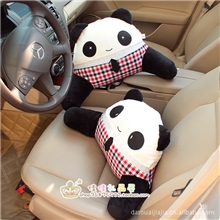 批发供应-布艺熊猫先生情侣汽车车用腰靠靠垫护腰枕