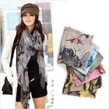 海棠花棉麻围巾丝巾批海棠花围巾针织围巾丝巾围巾秋冬批发