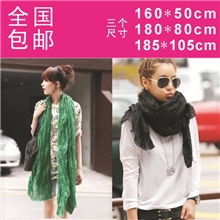 淘宝新款爆单秋冬韩版单色巴黎纱糖果色纯色皱皱围巾批发E09