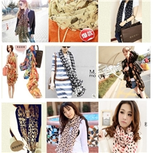 淘宝爆款豹纹波点鬼头爱心蝴蝶结围巾丝巾,低价促销,雪纺围巾