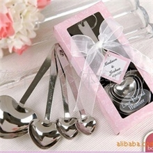 批发供应婚庆回礼礼品心形不锈钢量勺极致精美金属合金调羹套装