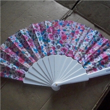 23CM塑料扇子布折扇平板布扇80克双胶四色印刷塑料柄广告纸扇
