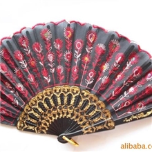 塑料折扇烫金扇骨布折扇广告扇子蕾丝扇子义乌扇子绣花扇子