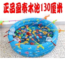 磁性钓鱼玩具组合套装批发130水池100鱼6竿4网2海狸球送踩气泵